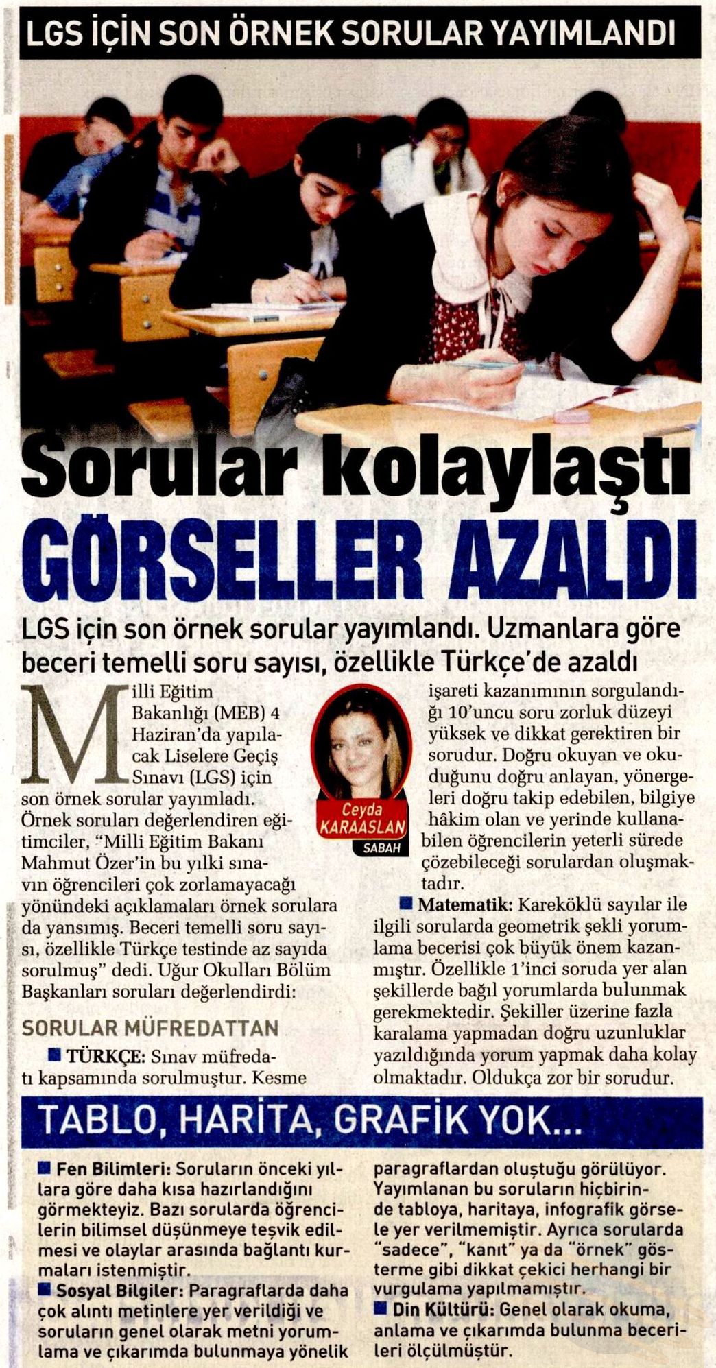 SORULAR KOLAYLAŞTI GÖRSELLER AZALDI