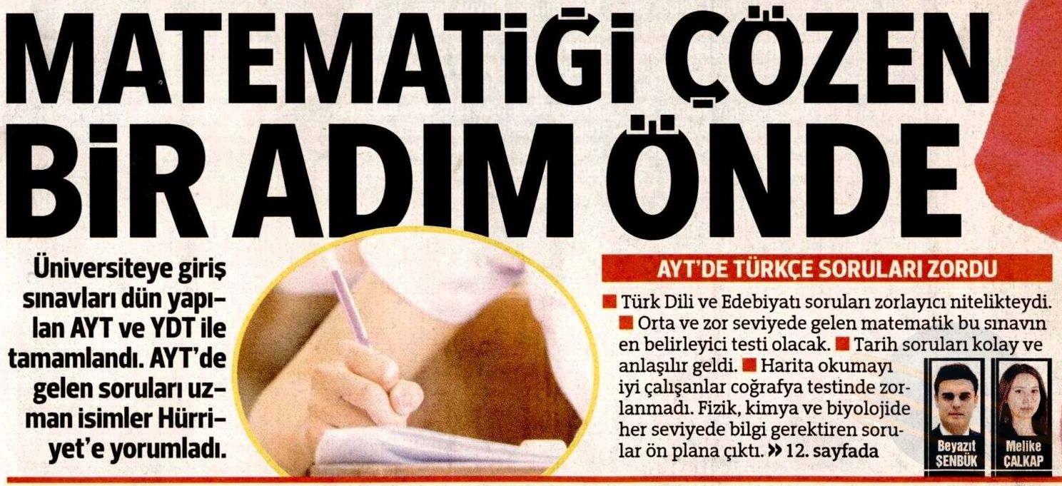 MATEMATİĞİ ÇÖZEN BİR ADIM ÖNDE